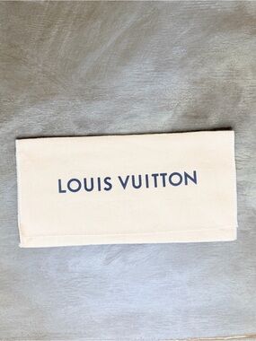 Louis Vuitton Cream Canvas Pouch with Navy Logo